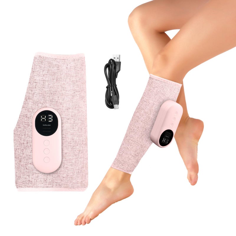 AOGOE Leg Massager, Calf Massager for Circulation and Pain Relief, 3 Intensity Levels, 3 Massage Modes, Heat Therapy, Knee Massager with USB Type-C Rechargeable, Cordless Design, Adjustable Size, Gray